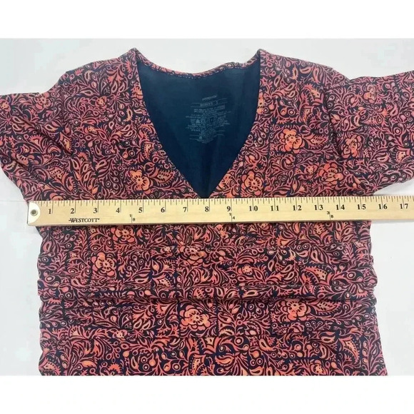Patagonia Margot Dress Organic Cotton Blend Orange Green 3/4 Sleeve Size Small - Picture 6 of 10